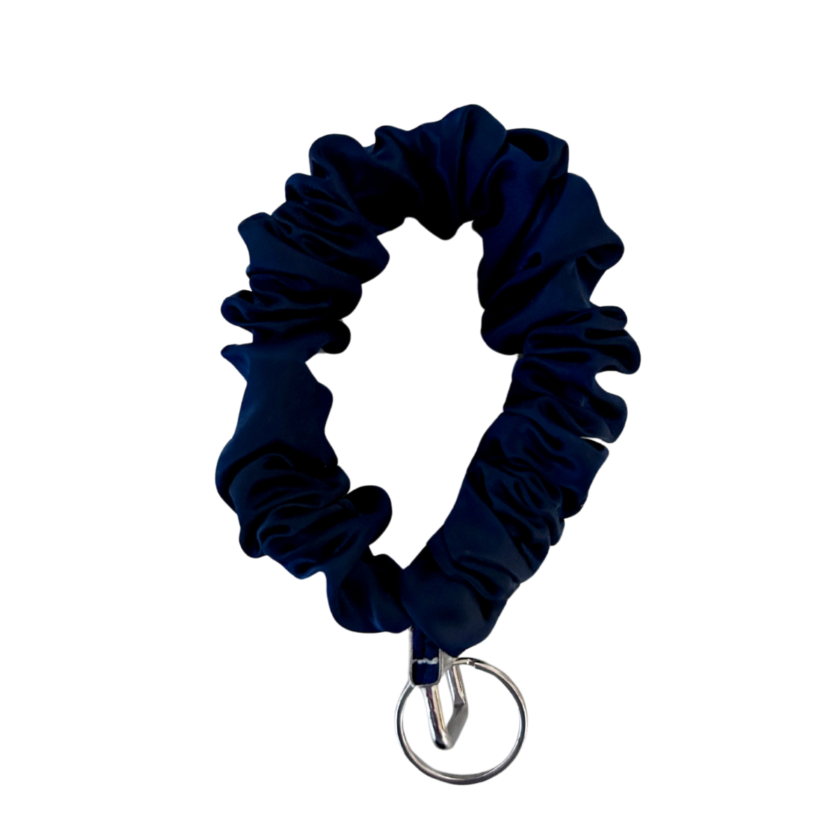 Navy Blue Scrunchie Wristlet Keychain