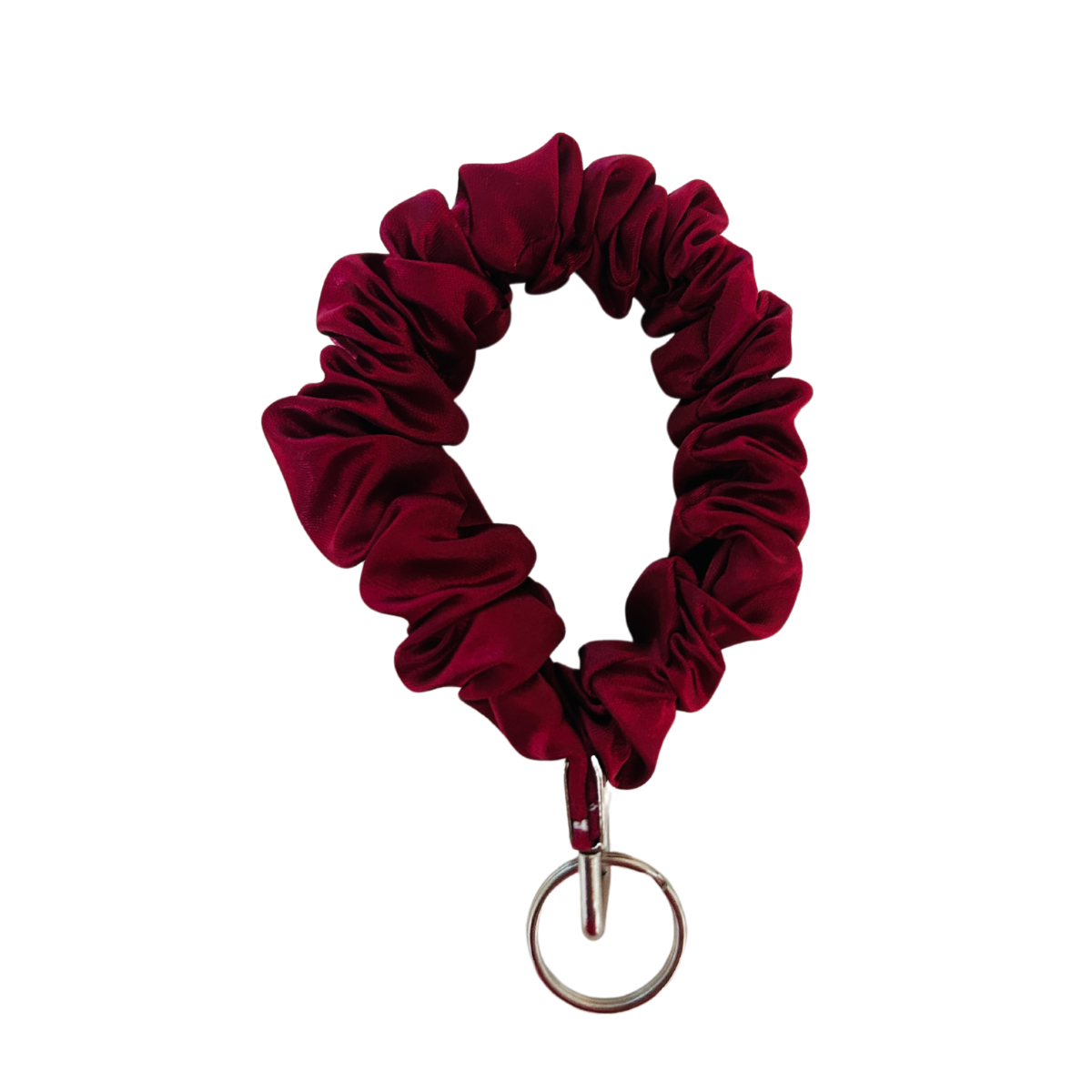 Burgundy Scrunchie Wristlet Keychain