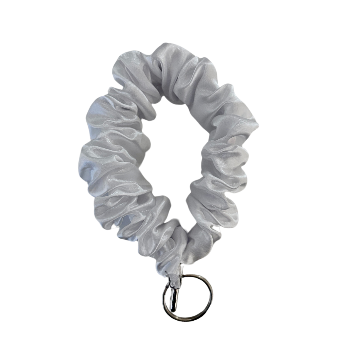 White Scrunchie Wristlet Keychain